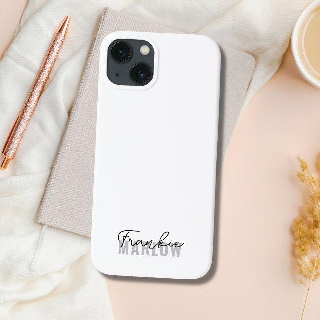 Stylish Monogram Modern Script Minimalist White Ca Case-Mate iPhone Case (Creator Uploaded)