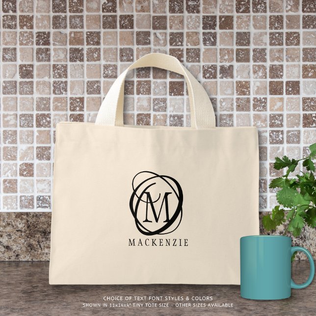 Stylish Monogram Name Custom Colour Mini Tote Bag (Creator Uploaded)