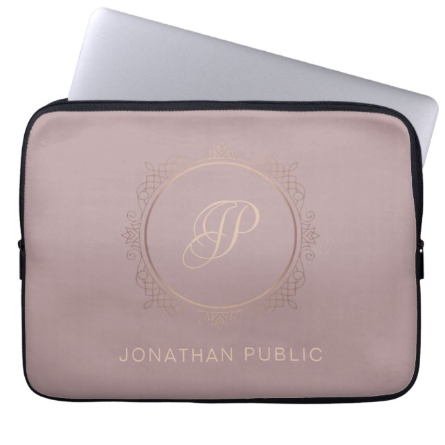 Stylish Monogram Personalized Trendy Template Laptop Sleeve (Front)