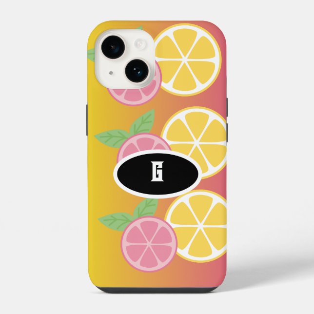 Stylish Monogram Pink & Yellow iPhone Case (Back)