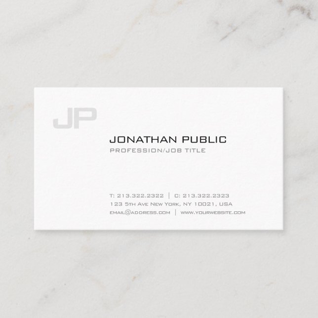 Stylish Monogram Plain Simple Modern Professional Business Card (Front)
