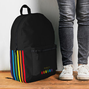 Stylish Monogram Rainbow Pride Stripes Printed Backpack