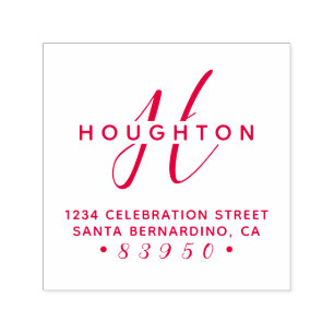 Stylish Monogram Script Family Name Return Address Self-inking Stamp