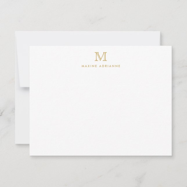 Stylish Monogram Simple Formal Elegant Faux Gold Card (Front)