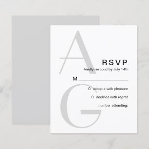 Stylish Monogram. Simple modern wedding RSVP