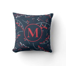 Stylish monogram vibrant red blue berry pattern