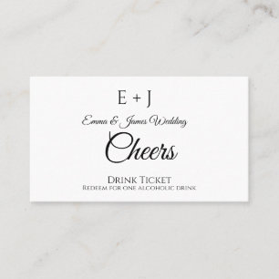 Stylish Monogram Wedding Reception Drink Ticket