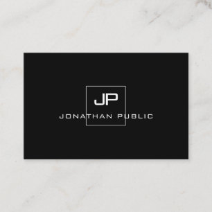 Stylish Monogrammed Black White Modern Template Business Card