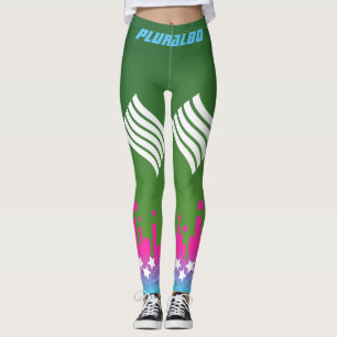 Stylish monogrammed green pink blue gradient leggings