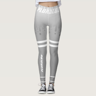 Stylish monogrammed grey white gradient workout leggings