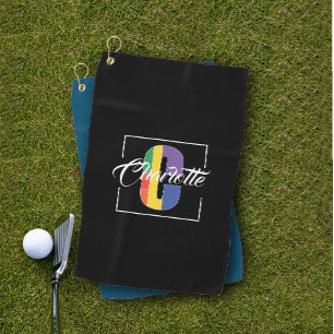 Stylish monogrammed initial coloured letter C blac Golf Towel