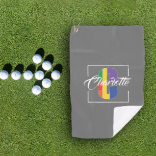 Stylish monogrammed initial coloured letter C grey Golf Towel