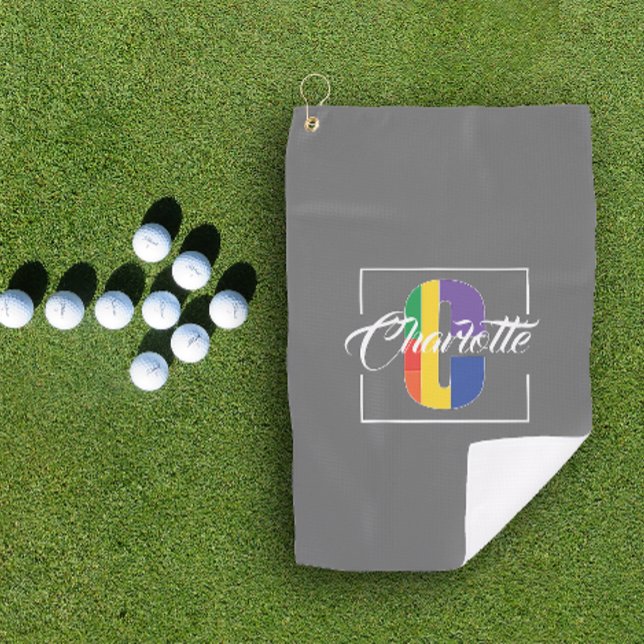 Stylish monogrammed initial coloured letter C grey Golf Towel (Creator Uploaded)