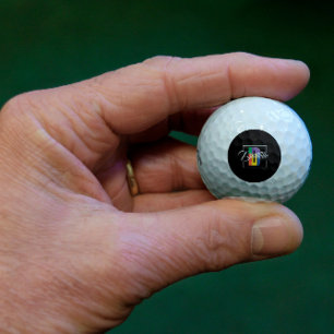 Stylish monogrammed initial coloured letter D blac Golf Balls