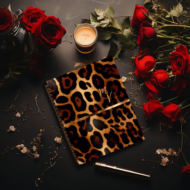 Stylish Monogrammed Leopard Print Business  Planner (Stylish Leopard-Print Business / Daily Planner
Glossy Softcover (shown) or Matte Hardcover )