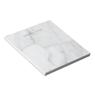 Stylish Monogrammed Name in White Grey Marble  Notepad