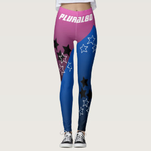 Stylish monogrammed pink blue gradient workout leggings