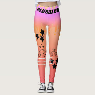 Stylish monogrammed pink gradient workout leggings