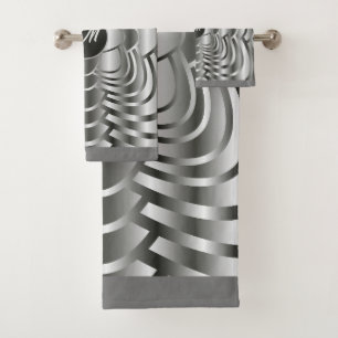 Stylish Monogrammed Shades of Grey Geometric Towel
