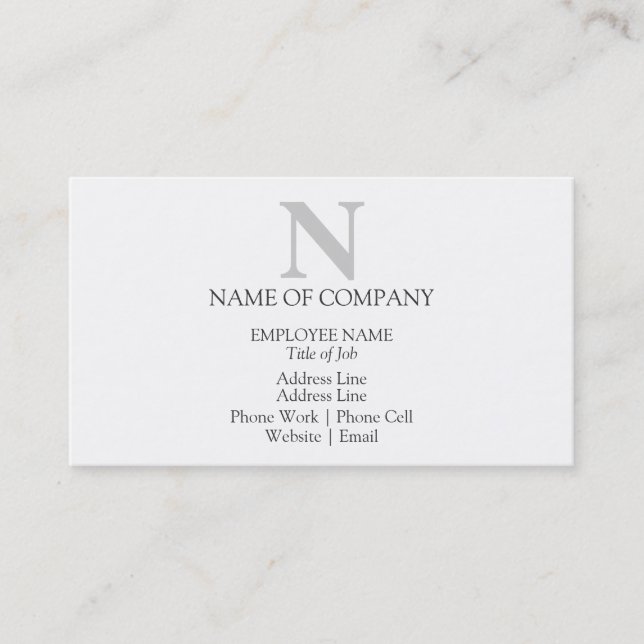 Stylish Monogrammed Template Business Card (Front)