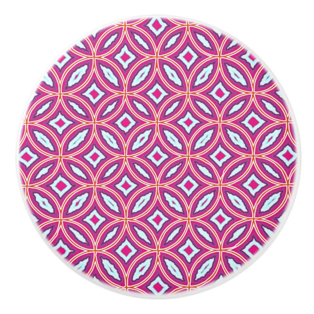 Stylish Moroccan Tile Patterned Ceramic Knob (Front)