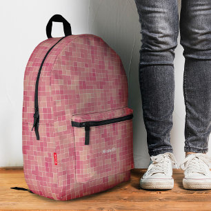 Stylish Mosaic Tiles Pixelated Pink Modern Printed Backpack
