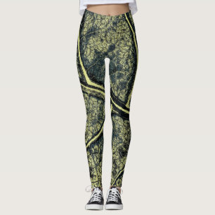 Stylish Moss Green Leaf Leggings