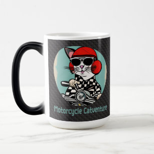 Stylish motorcycle cat - Red helmet and glasses Magic Mug
