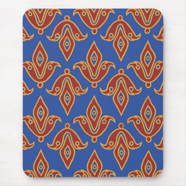 Stylish Mousepad, Red, Gold, Blue Fleur de Lys Mouse Pad (Front)
