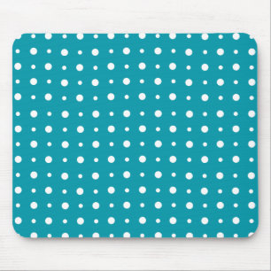 Stylish Mousepad, White Polka Dots, Teal Mouse Pad