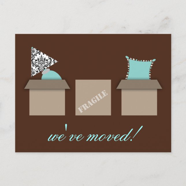 Stylish Moving Boxes Moving Announcement Postcard (Front)