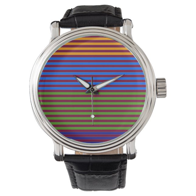 STYLISH MULTI COLOR BANDED STRIPES eWatch Watch (Front)