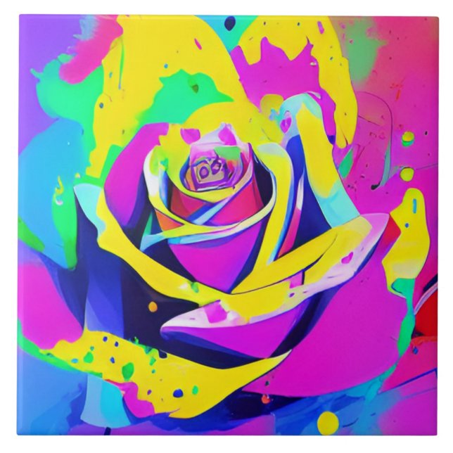 Stylish Multi Coloured Flower Ceramic Tile (Front)