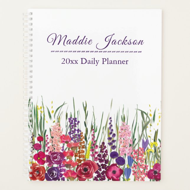 Stylish Multifloral Drop With Name Customisation Planner (Front)
