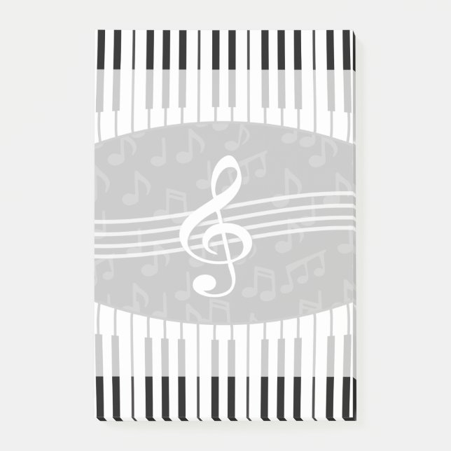 Stylish Music Notes Treble Clef and Piano Keys (Front)