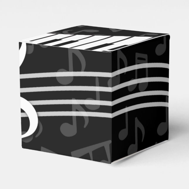 Stylish Music Notes Treble Clef and Piano Keys Favour Box (Front Side)