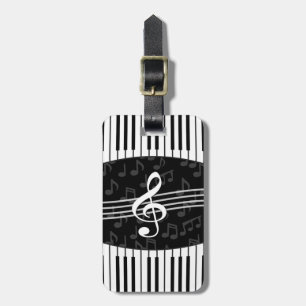 Stylish Music Notes Treble Clef and Piano Keys Luggage Tag