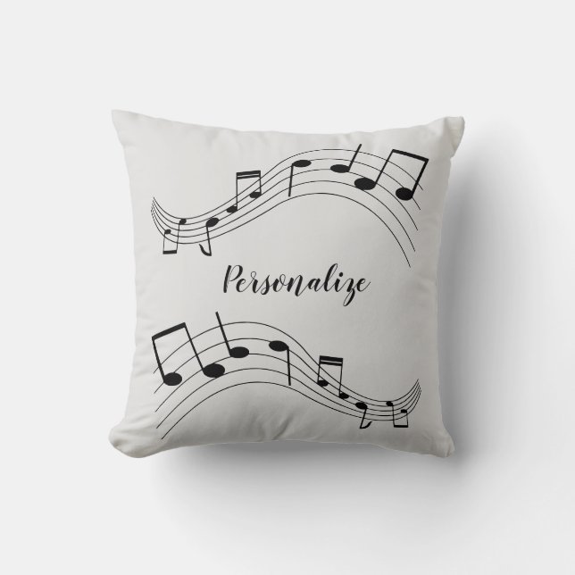 Stylish Music Notes Trendy Cool Personalised Cushion (Front)