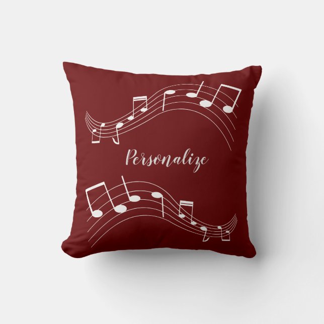 Stylish Music Notes Trendy Cool Personalised Throw Cushion (Front)