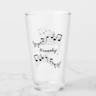 Stylish Music Notes Trendy Cool Personalized Drink Glass