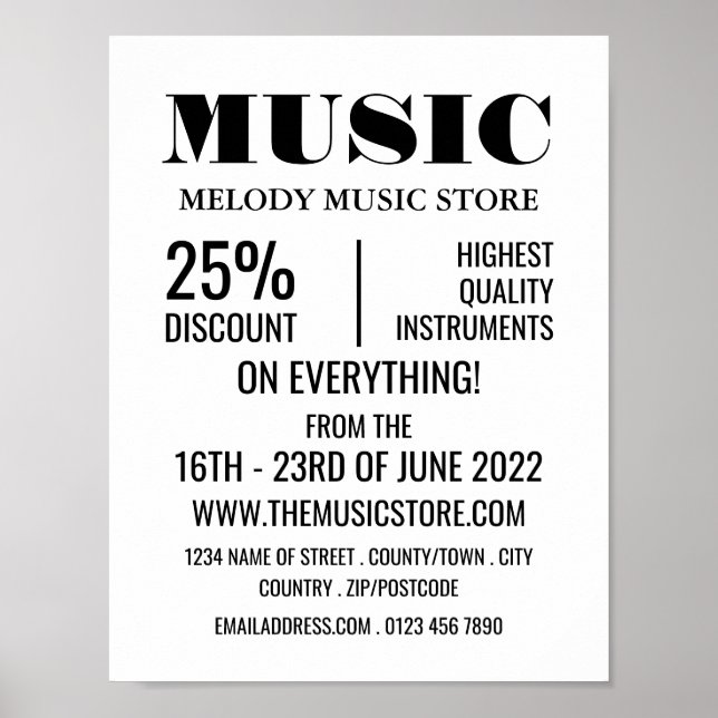 Stylish Musical Instrument Store Poster (Front)