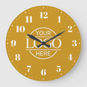 Stylish Mustard Branded Company Business Logo Large Clock