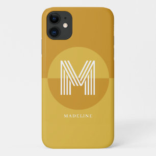 Stylish Mustard Yellow Geometric Modern Monogram iPhone 11 Case