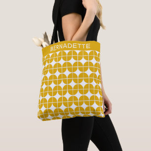 Stylish Mustard Yellow Geometric Pattern Custom Tote Bag