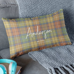 Stylish Muted Spring Colour Mix Plaid Lumbar Cushion