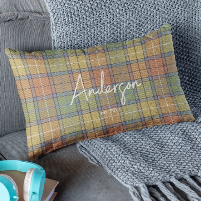 Stylish Muted Spring Colour Mix Plaid Lumbar Cushion (Creator Uploaded)