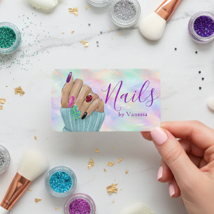 Stylish Nail Art Manicurist Artist Opal Iridescent Business Card