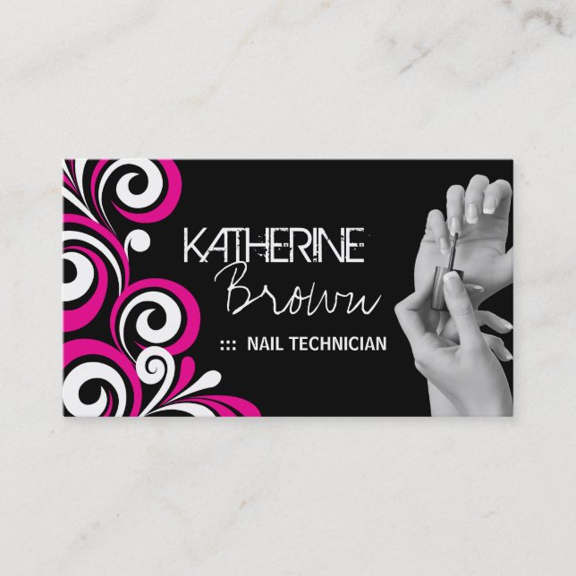 Stylish Nail Salon Business Card Template (Front)