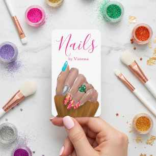 Stylish Nail Technician Modern Manicurist QR Code Business Card