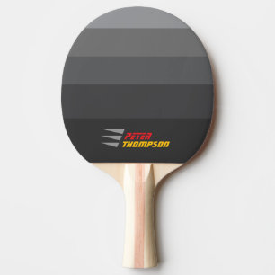 Stylish Name Gray Stripes Ping Pong Paddle
